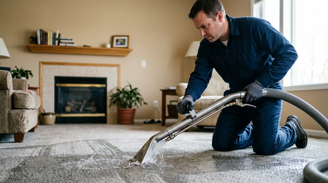 Water damage restoration technician working near Woodland, WA